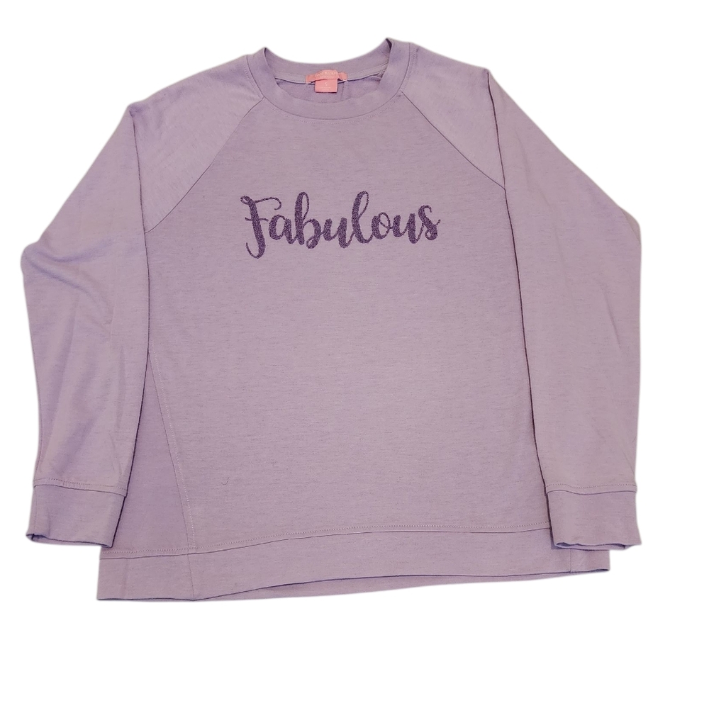 Isaac Mizrahi Lavender "Fabulous" Crewneck Sweatshirt - Picture 3 of 10